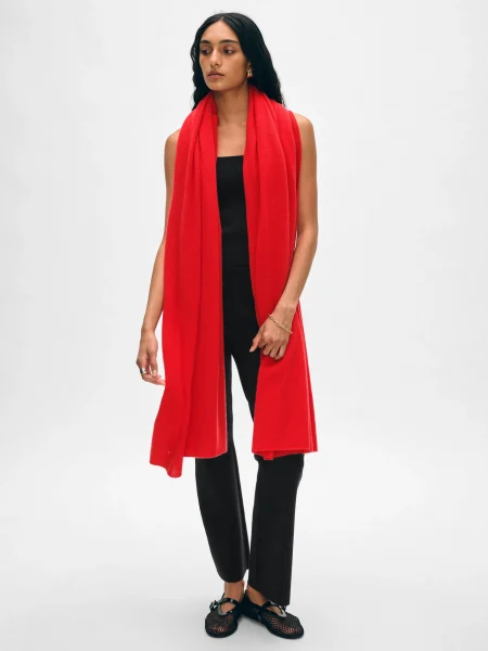 White and Warren - Cashmere Travel Wrap Bright Scarlett