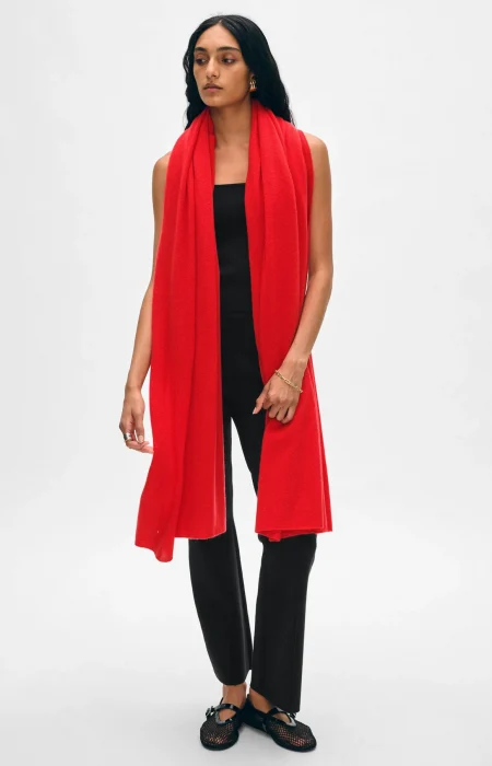 White and Warren - Cashmere Travel Wrap Bright Scarlett