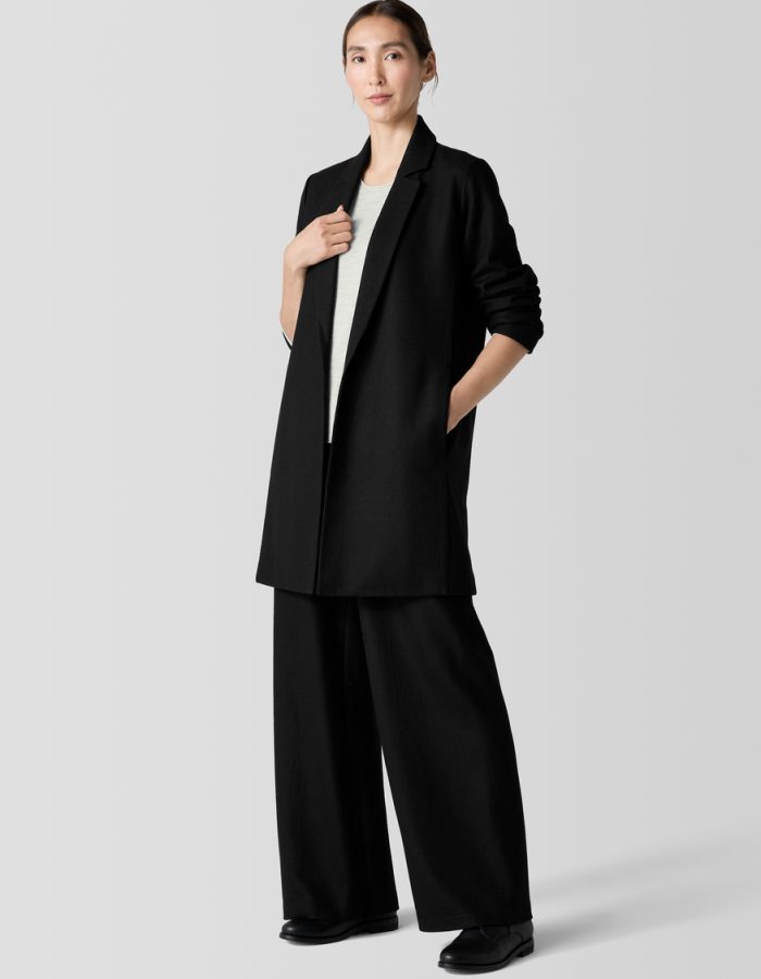 Eileen Fisher - Blazer long en jersey de laine feutrée en laine régénératrice