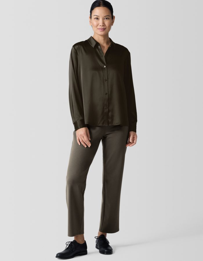 Eileen Fisher - Chemise à col classique en charmeuse