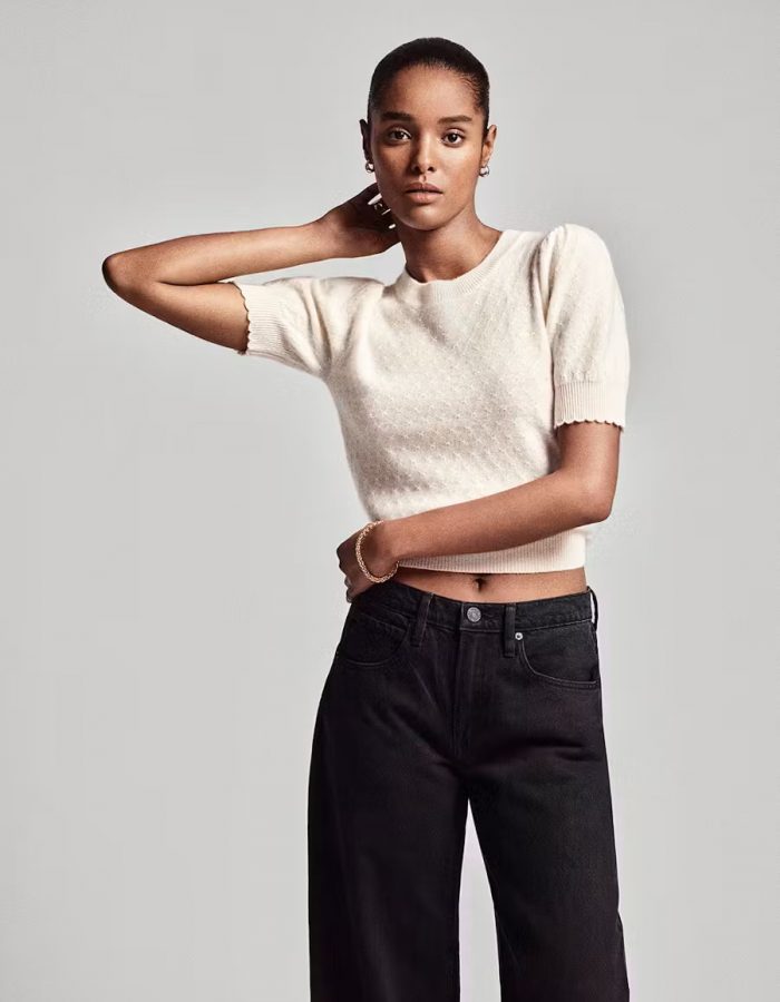 Frame - Puff Sleeve Pointelle Sweater