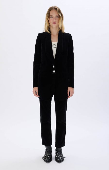 Women’s Long Jacket Velvet Black