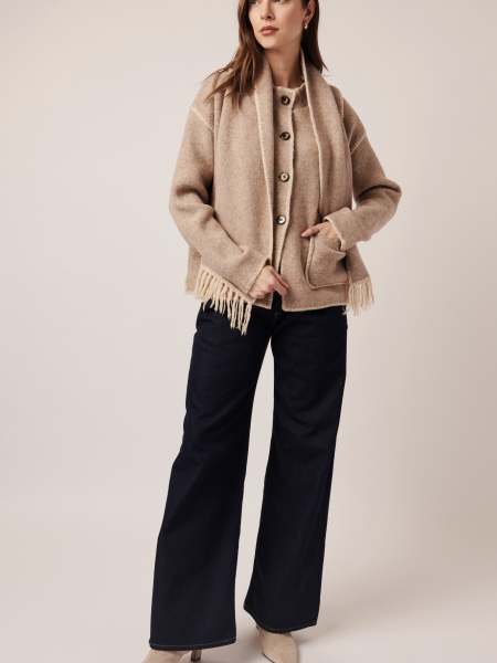 Line - Kingsley Cardigan With Scarf Soft Mink