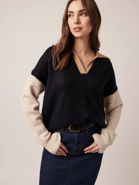 Line - Raelyn Colour Block Sweater in Salted Caramel