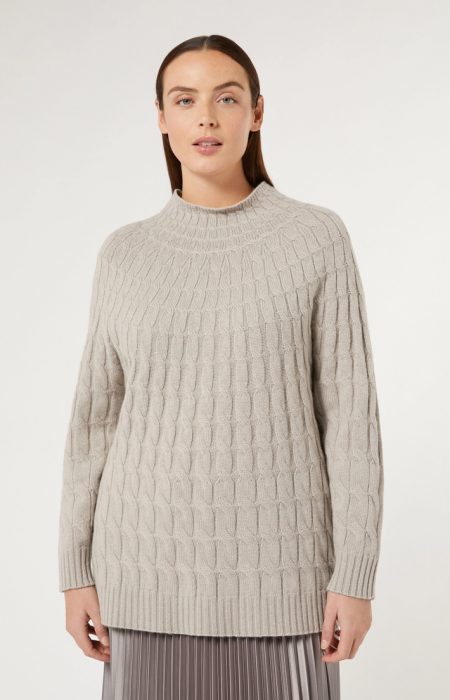  Auronzo Mock Neck Pull en maille à cordon en Turtledove