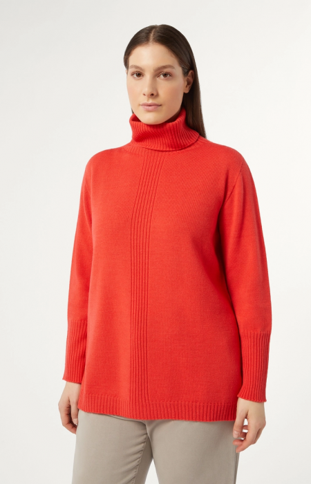 Marina Rinaldi -Ugo Wool Blend Turtleneck Sweater in Red