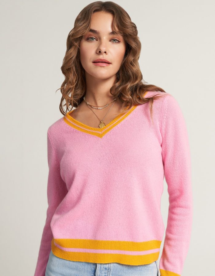 Princess goes Hollywood - Pinker Kaschmir V-Pullover